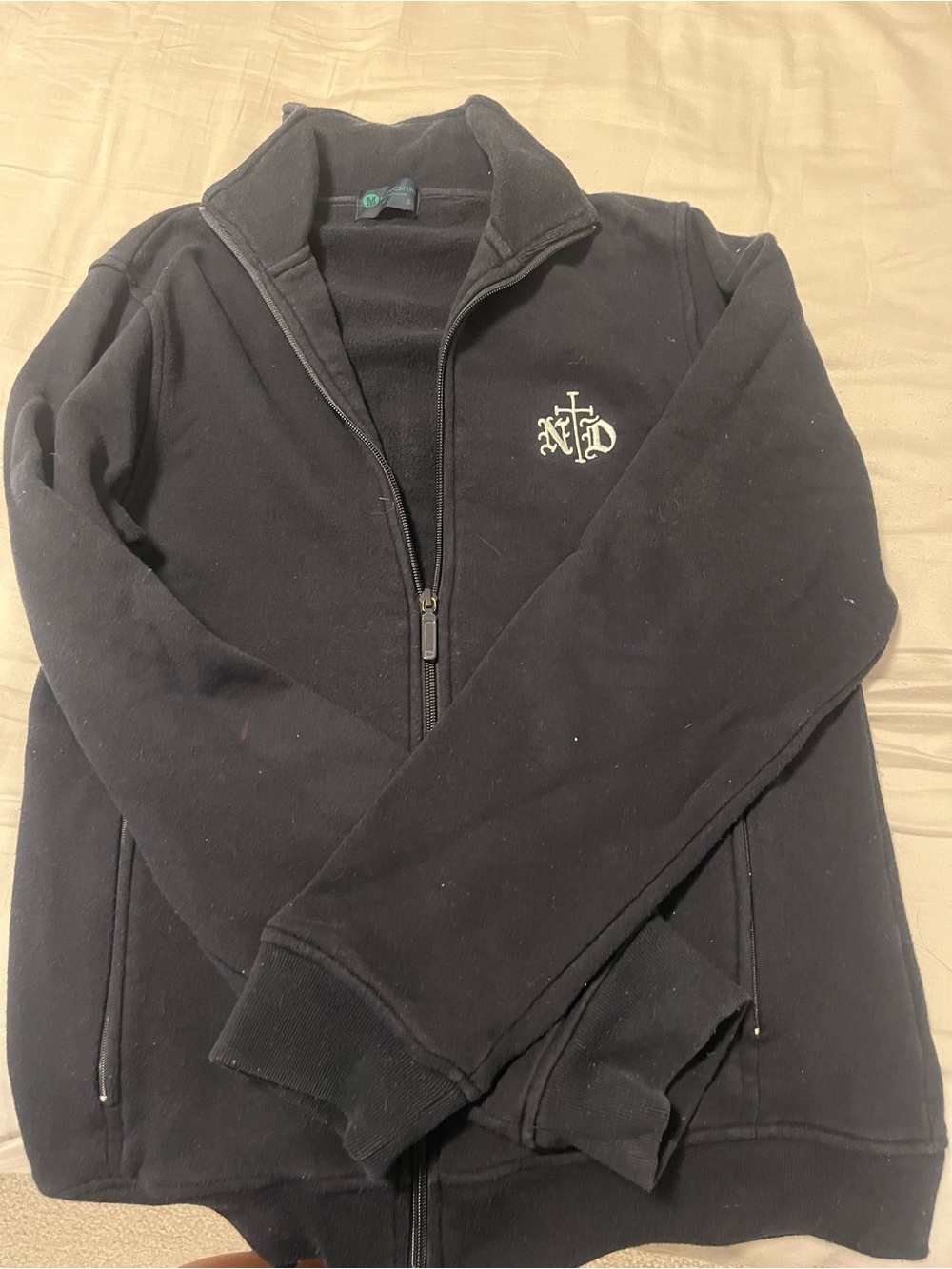 Notre Dame Black Zip-Up Sweater